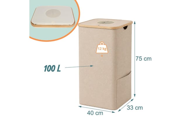 Relaxdays Pfandflaschen Sammelbehälter 100 L, Hbt: 75 X 40 X 33 Cm, Waschbare Flaschentasche, Flaschensammler, Beige