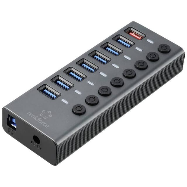 [neuwertig] B-ware Renkforce Rf-hub-380 Usb Hub Verteiler 8 Port Usb 3.2 Gen Schwarz