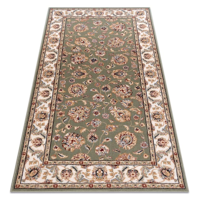 Teppich Wolle Nain Ornament, Rahmen 7338/51088 Grün / Beige Beige 160x230 Cm