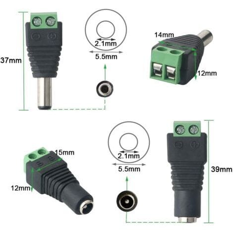 Set Mit 24 Professionellen Dc-steckverbindern, 12-v-dc-netzteilen, 12 Paar 2-poligen Steckern Und...