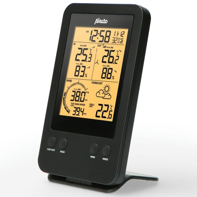 Alecto Professionelle Wetterstation Mit Funksensor Schwarz