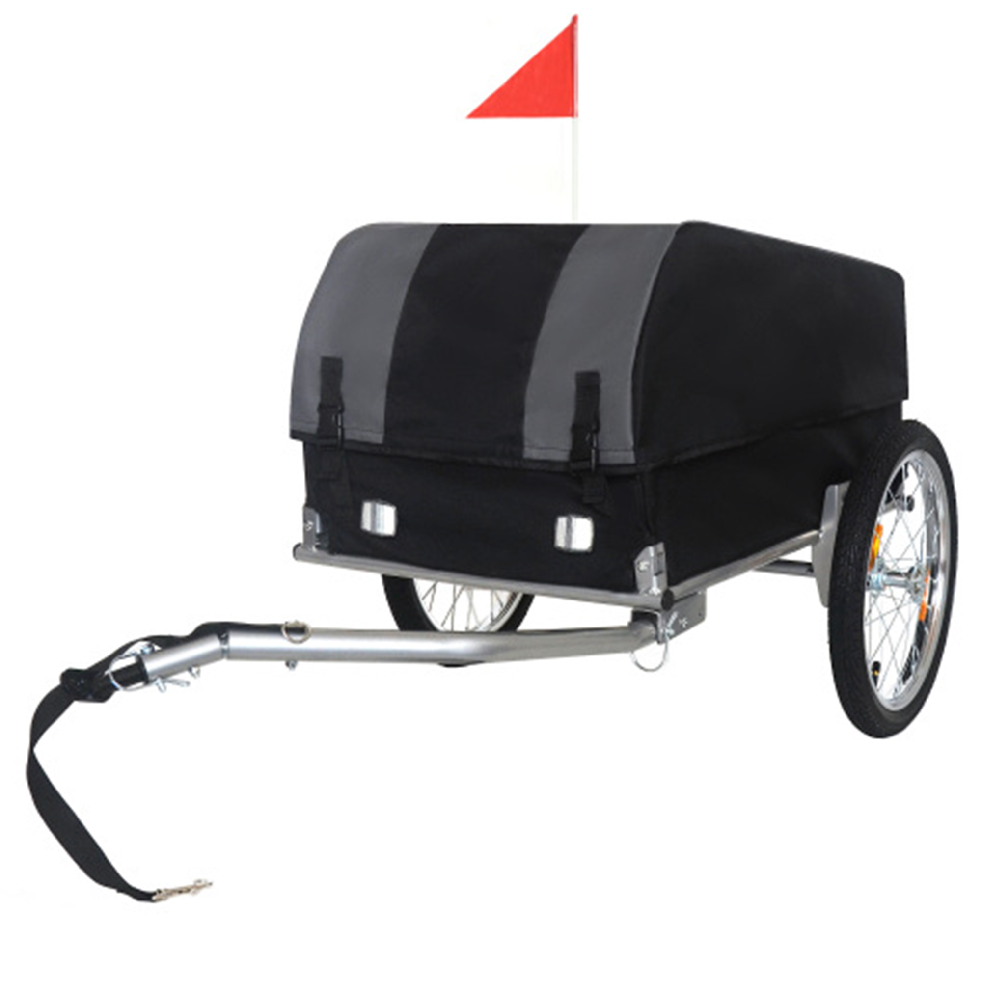 Fahrradanhänger Für Frachttransport, 40 Kg, 16-zoll-geländeräder, Klappbares Design Mit Abnehmbarer Wasserdichter Abdeckung, Ideal Für Camping Und Einkäufe – Grau/schwarz