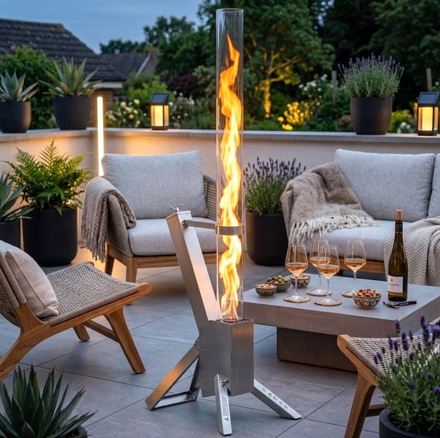 Pellet Feuersäule Feuerrohr Pelletfackel Terrassenheizer Heizstrahler Heizpilz 56708