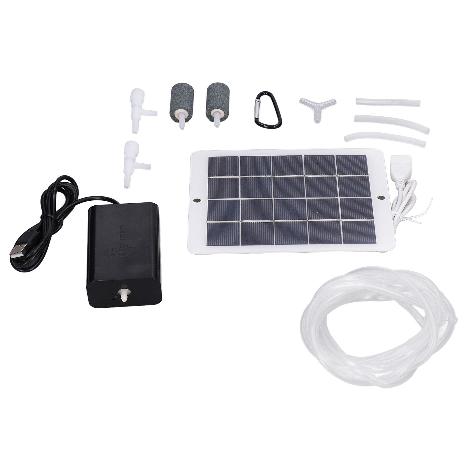 Tragbare 3w 5v Solar-luftpumpe Zum Angeln, Wiederaufladbarer Aquarien-sauerstoffgenerator, Sauerstoffpumpe Mit Doppelsteindiffusor (ohne Eingebauten Akku)