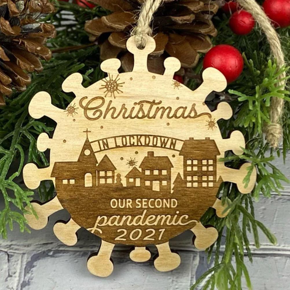 Set Mit 1 Geschnitztem Weihnachtsschmuck Aus Holz, Gebeizter Anhänger A-1