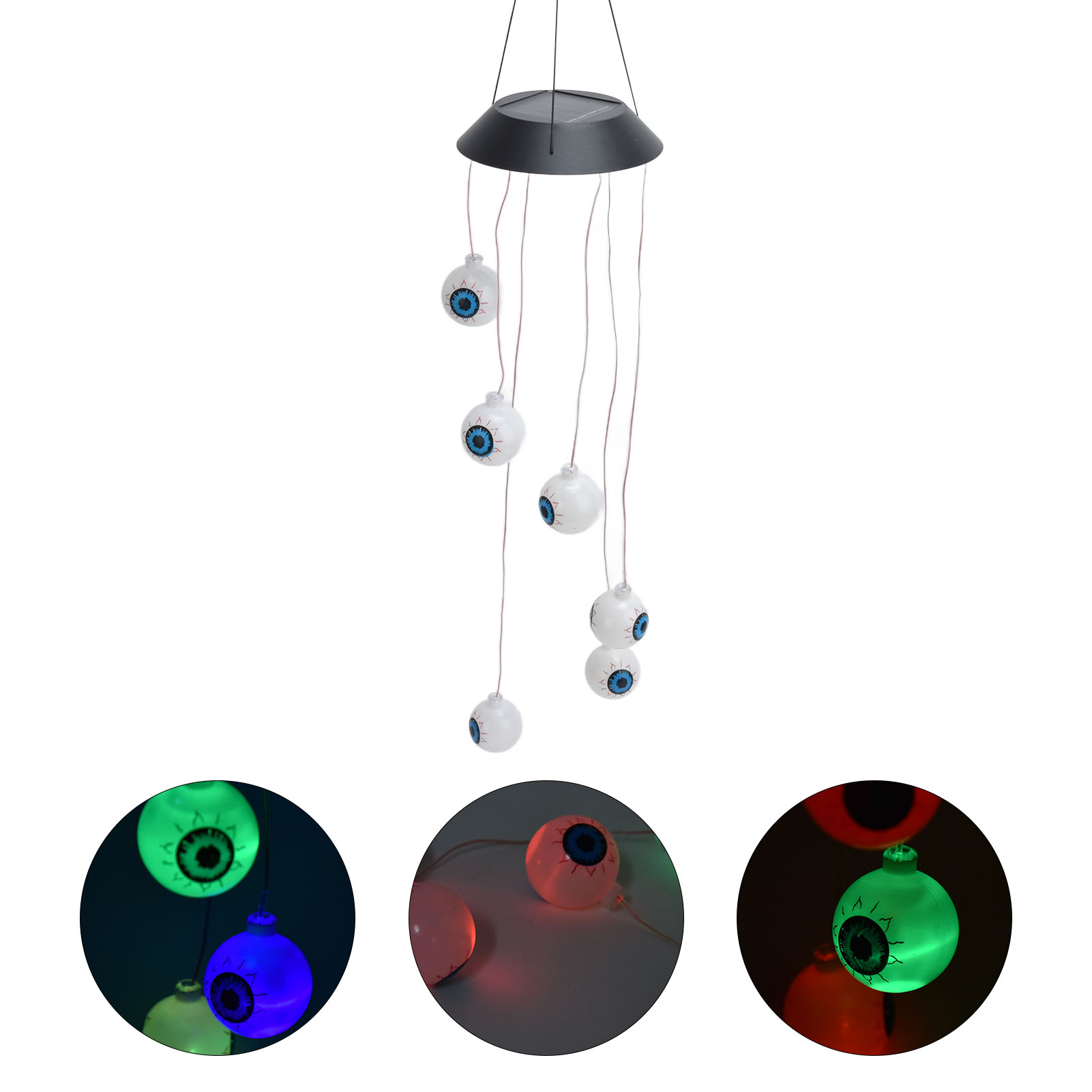 Solarbetriebene Halloween-lichterkette Mit Glockenspiel, Led-geisterlichterkette Mit Leuchtenden Augen, Wasserdichte Außendekoration Für Gruselige Partys, Stimmungsvolle Gartenbeleuchtung, Mit Eingeba