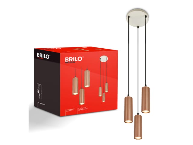 Briloner Led Pendelleuchte Höhenverstellbar Ø20x120 Cm Gu10 Fassung Max. 9w 3-flammig Coffee-warm Grey - Hängelampe Esszimmer Esstisch Wohnzimmer