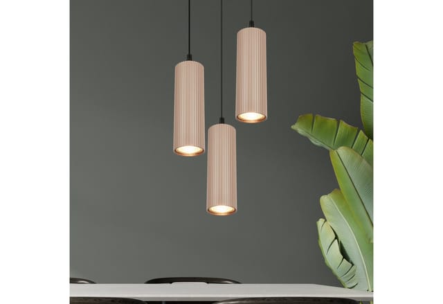 Briloner Led Pendelleuchte Höhenverstellbar Ø20x120 Cm Gu10 Fassung Max. 9w 3-flammig Beige - Hängelampe Esszimmer Esstisch Wohnzimmer