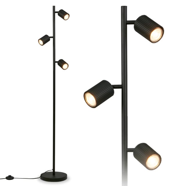 Briloner Stehlampe Schwenkbar 22x141 Cm Gu10 Fassung Max. 9w Fußtaster Schwarz - Stehleuchte Wohnzimmer Schlafzimmer Büro