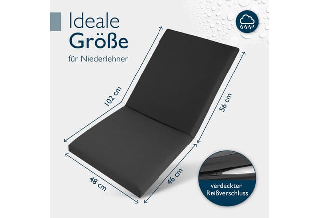 6er Set Niedriglehner Auflage Wasserdicht 100x50x5,5cm Anthrazit