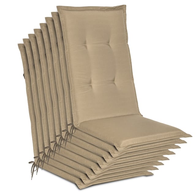 8er Set Gartenstuhlauflage Loft Hl Natur, 120x50x6cm