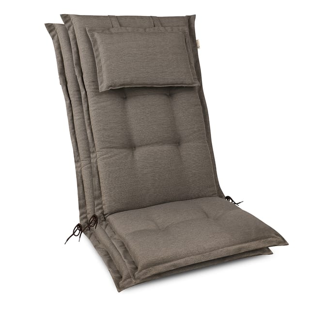 2x Premium Hochlehnerauflage 120x50x7cm, Taupe