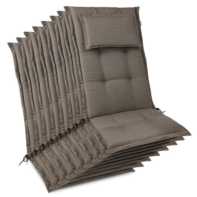 8x Premium Hochlehnerauflage 120x50x7cm, Taupe