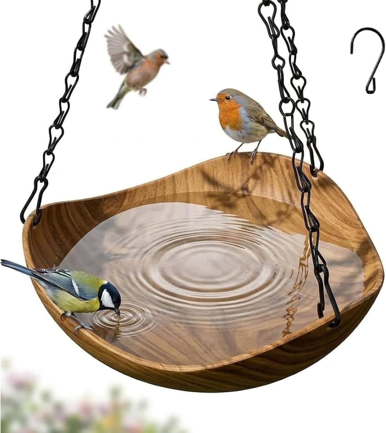 Hängende Wildvogelschale In Holzoptik, Outdoor-tränke Für Den Garten, Dekorative Schale Für Vögel, Gartenbewässerung Für Die Outdoor-dekoration