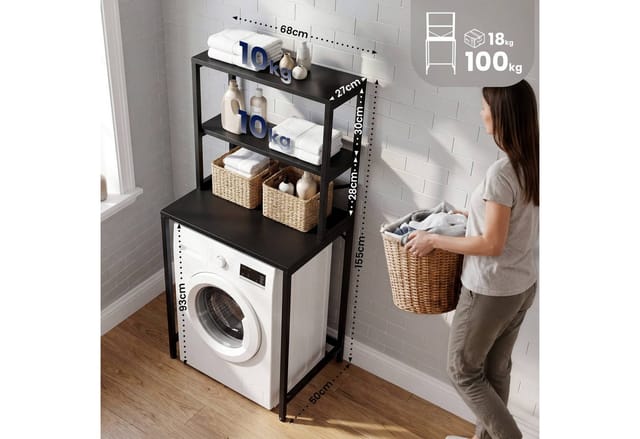 Waschmaschinenregal Torbay Schwarz