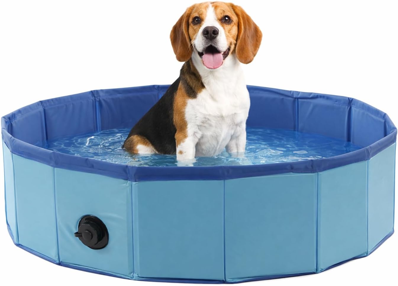 Hundebecken – Rundes, Blaues Kühlbecken 80 X 20 Cm – Strapazierfähiger Kunststoff – Faltbar – Pumpe Nicht Enthalten – Mit Ablassstopfen – Sommer – Hunde-kühlmatte