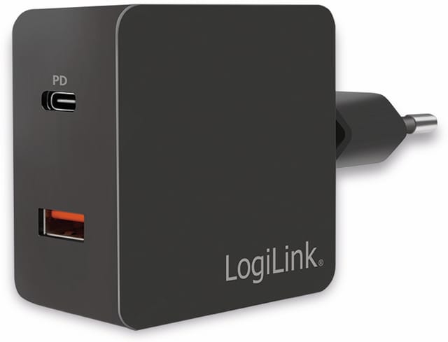 Logilink - Usb Ladegerät 18 W 1x Usb-a, 1x Usb-c® Usb Pd Schwarz Innenbereich