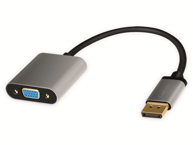 Logilink Displayport-zu-vga-adapter ⚙️ Full Hd 1080p Aluminium Schwarz/grau 0,15 M