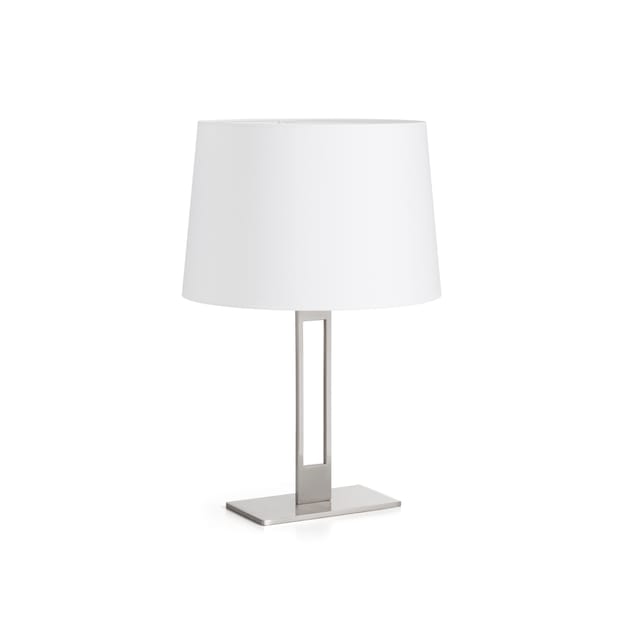 Tischlampe Classical E27 40w Nickel Satiniert Baumwolle Weiß