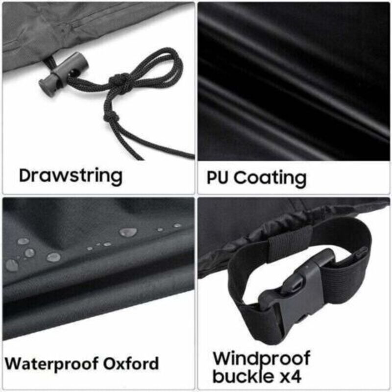 Gartentischabdeckung 150x90x80cm Schwarz, Xu, Wasserdichtes, Uv-beständiges Oxford-gewebe, Seil + Verschlussschnalle -