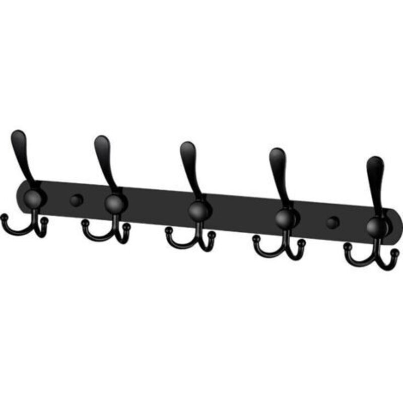 Wandgarderobe Aus Mattschwarzem Edelstahl – 5 Haken – Tragkraft 10–15 Kg – Inkl. Montagezubehör – Für Bad Und Küche