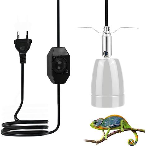Heizsteckdose Für Reptilien – Keramikfassung – E27-sockel – 360° Drehbar – Mit 1,8 M Kabel Und Stecker – Dimmbar – Für Aquarien- Und Amphibientiere – Weiß