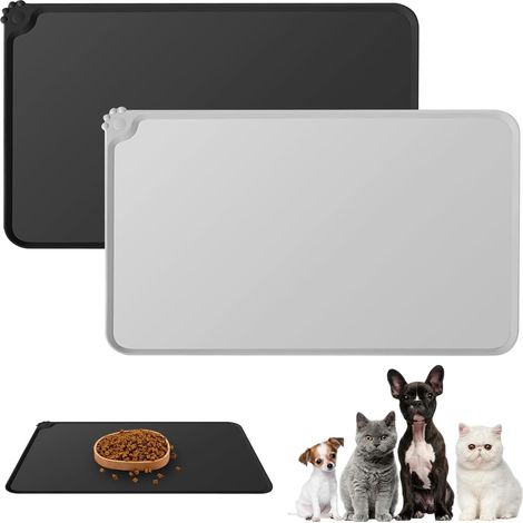 2-teilige Silikon-futtermatte Für Katzen, 48 X 30 Cm, Wasserdichte Futtermatte Für Hunde, Rutschfeste Futtermatte Für Katzen, Erhöhter Rand, Spülmaschinenfest, Leicht Zu Reinigen