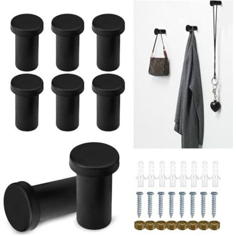 Wandhaken Zum Einschrauben, 8er-set, Kleiderhaken, Schwarz, Edelstahl, 35 Mm Durchmesser, Handtuchhaken (zum Bohren), Runde Haken, Schwarz, Zum Einschrauben