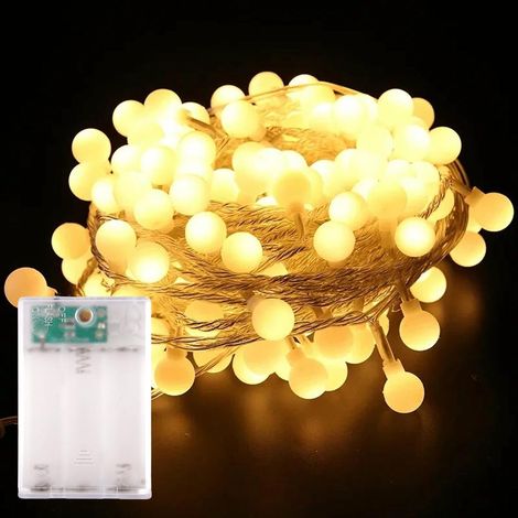 Meter Lange Lichterkette Mit 20 Leds, Batteriebetrieben, 2 Modi, Kugelförmige Led-lichterkette, Kugelförmige Lichterkette Für Den Außenbereich, Schlafzimmer, Innenbereich, Garten