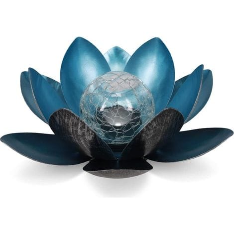 Lotus-solarlampe (silber/blau), Ø 27 Cm, Höhe 12 Cm, Metall