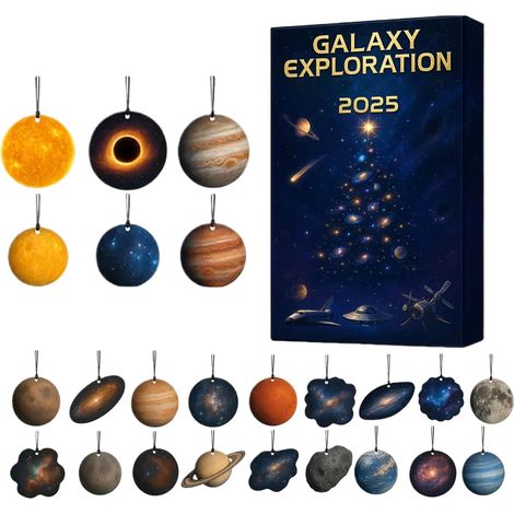 Golf-adventskalender, Flacher 2d-anhänger Mit Planetenmotiv – 24-tägiger Acryl-adventskalender – Für Teenager, Familien, Mädchen Und Schulranzen