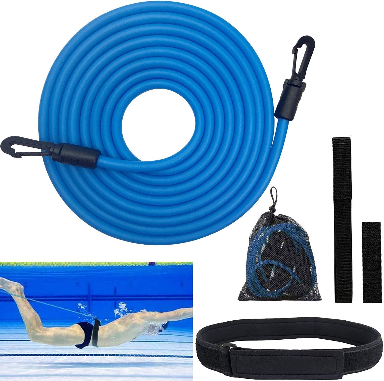Verstellbares Schwimmband Für Das Schwimmtraining Im Pool, Schwimmwiderstandsband Für Kinder Und Erwachsene, 4 M Langes Schwimmtrainingsband, Geeignet Für Alle Pools