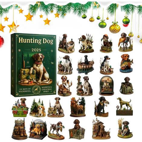 Adventskalender 2025 – 2d-acrylfiguren – Hundemotiv – Für Weihnachtsfeiern – Für Erwachsene – Büro – Wohnzimmer – Schlafzimmer – Küche – Autofenster