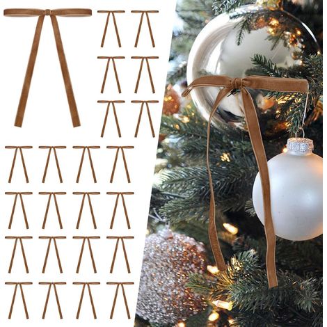 36 Braune Samt-weihnachtsschleifen, 12,7 Cm X 17,7 Cm Große Schleifen Für Weihnachtsbaum, Weihnachtskranz, Partydekoration Für Weihnachtsbaum, Kamin, Zuhause, Haustürdekoration