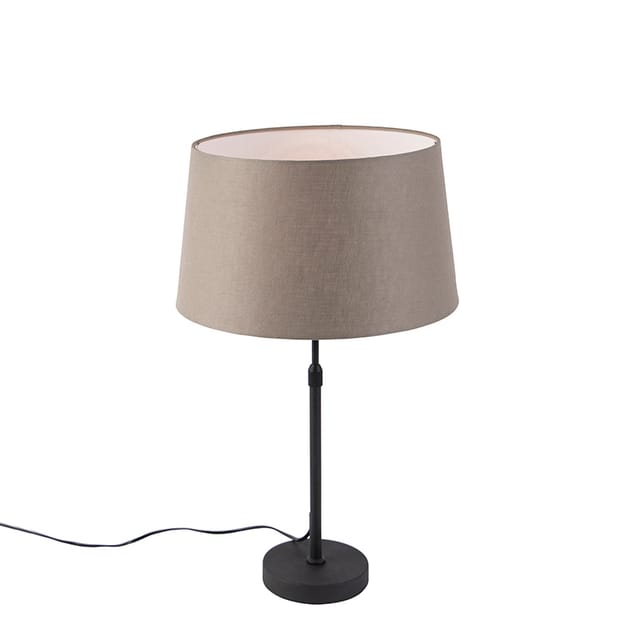 Tischlampe Schwarz Mit Leinenschirm Taupe 35 Cm Verstellbar - Parte