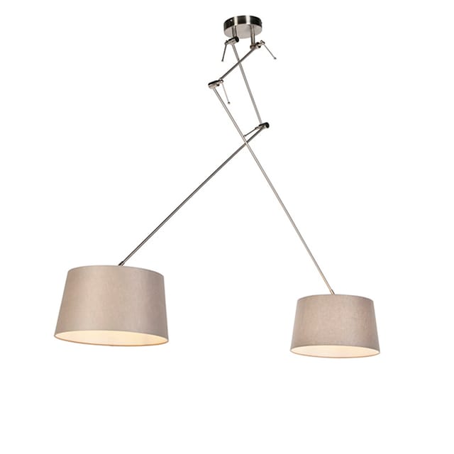 Hängelampe Mit Leinenschirmen Taupe 35 Cm - Blitz Ii Stahl