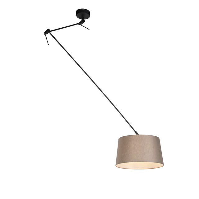 Hängelampe Mit Leinenschirm Taupe 35 Cm - Blitz I Schwarz