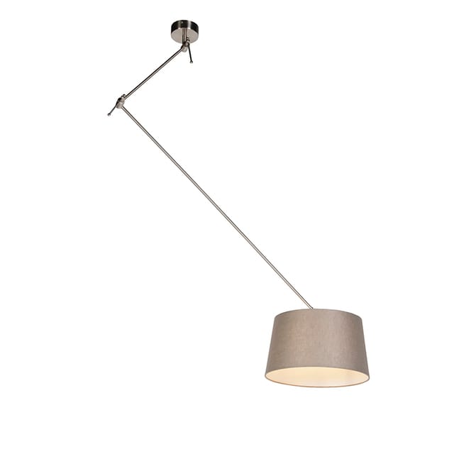 Hängelampe Mit Leinenschirm Taupe 35 Cm - Blitz I Stahl