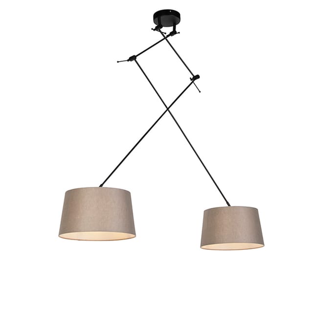Hängelampe Mit Leinenschirmen Taupe 35 Cm - Blitz Ii Schwarz