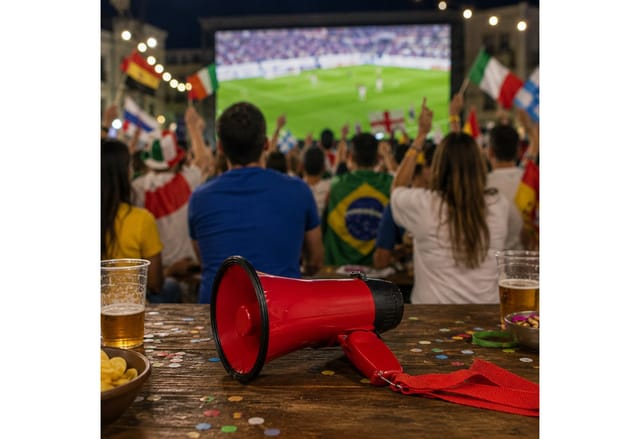 Relaxdays Megafon Stadion, Megaphon Mit Ole Sound, Bullhorn Mit Klappbarem Griff Und Schlaufe, Kunststoff, 10 Watt, Rot