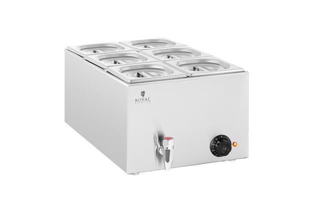 Bain Marie Warmhaltebehälter Speisenwärmer Ablasshahn 600 W 6 Gn 1/6