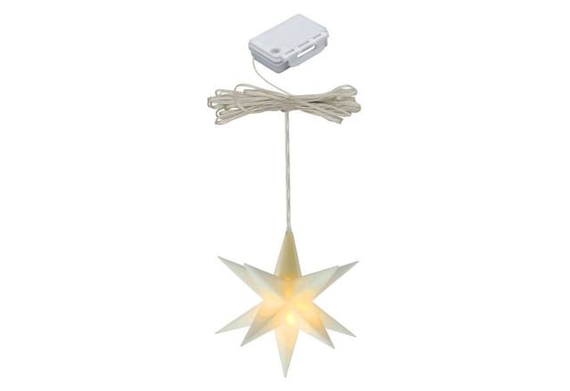 3d Weihnachtsstern 10 Cm Warm Weiß Beleuchtet Mit Timer - Weiß - Led Fenster Deko Leuchtstern Batterie Betrieben Für Innen Und Außen