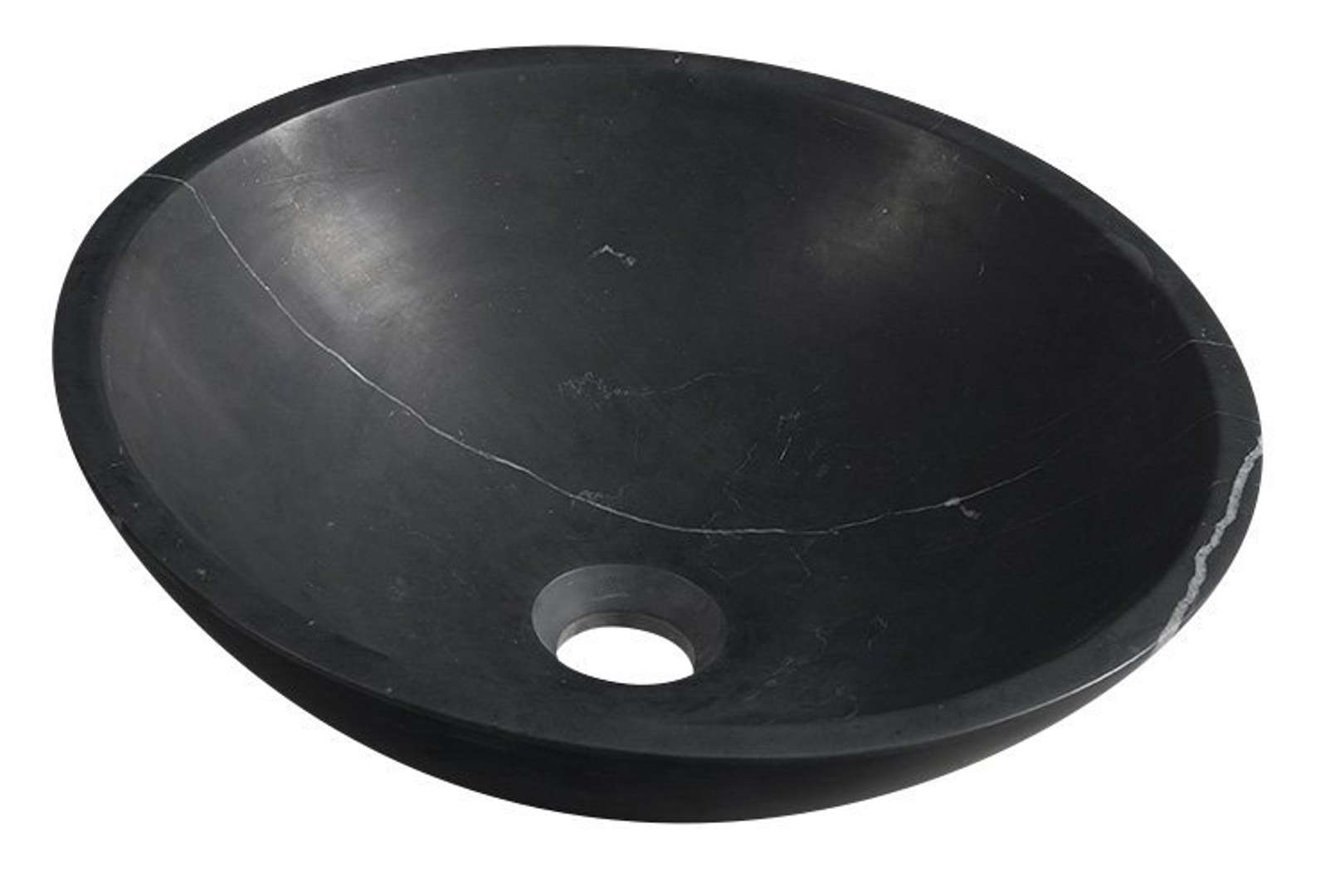 Sapho - Blok - Aufsatzwaschbecken, Durchmesser 40 Cm, Ohne Hahnloch, Stein Schwarz 2401-35