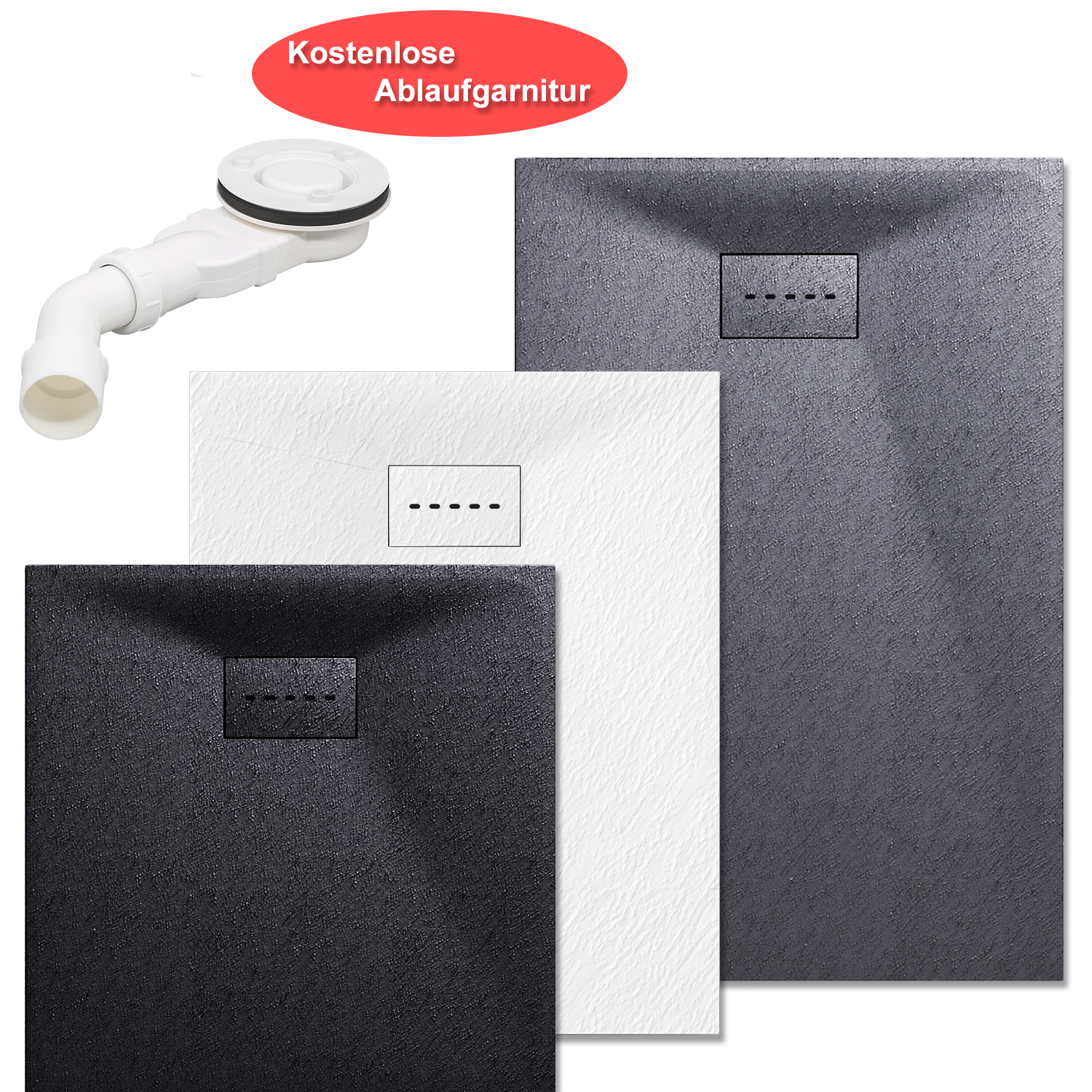 Design Duschwanne Duschtasse Flach Aus Smc Brausewanne Super Flache 100 X 80 Cm,weiß,mit Ablaufgarnitur,antirutsch - Sonni