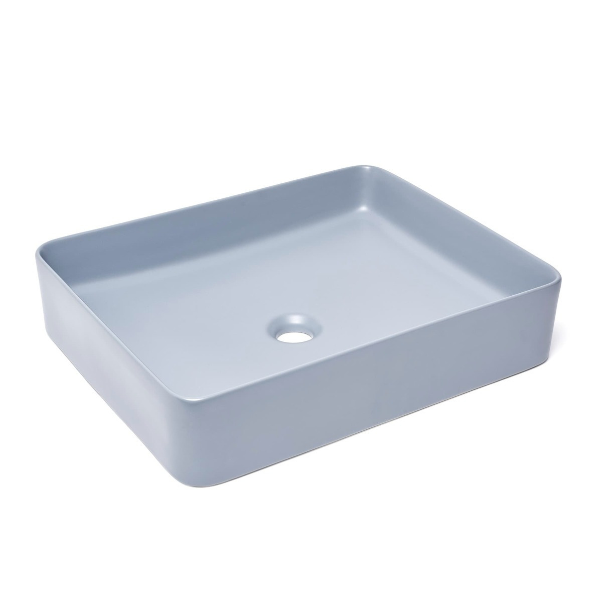 Swiss Aqua Technologies Set Infinitio Aufsatzwaschbecken 50x40 Cm + Ablaufgarnitur, Dunkelblau (satinf5040dblm-setbp)