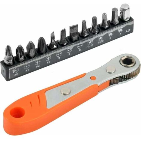 Ratschenschlüssel, Magnetischer Kreuzschlitzschraubendreher, 1/4-zoll-mini-umschalt-ratschenschraubendreher, 1/4-winkelschraubendreher Mit 12-bit-umschalt-ratschenschraubendreher-set - Tigrezy