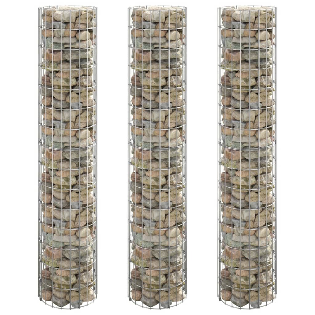 Bonnevie - 3 Stk. Gabionen-hochbeete,gabionenkorb,gabionenbank, Blumenkasten Rund Verzinkter Stahl Ø30x150 Cm Vmec667697