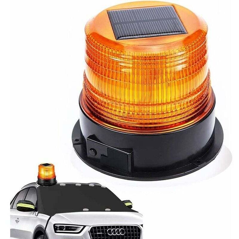 Choyclit 12v Solar-led-warnleuchte, Magnetisches Drehlicht, Blinklicht Für Auto, Lkw, Kabellos, Superhell