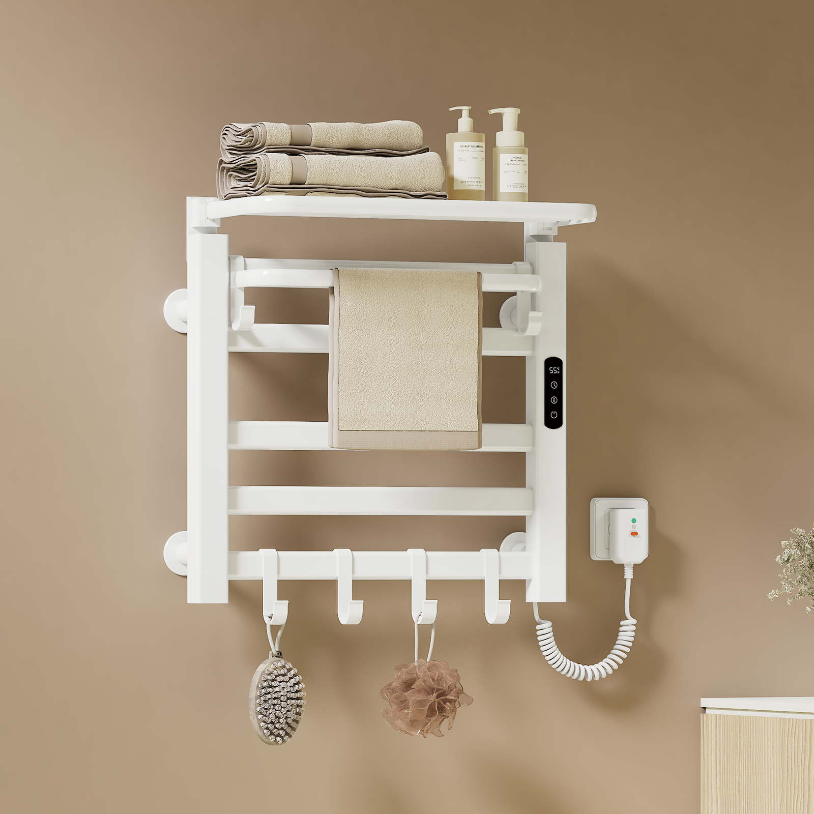 Emke Elektrischer Handtuchwärmer 135 W Mit Intelligentes Thermostat Wifi Und App-steuerung Timer-funktion Weiß Handtuchtrockner