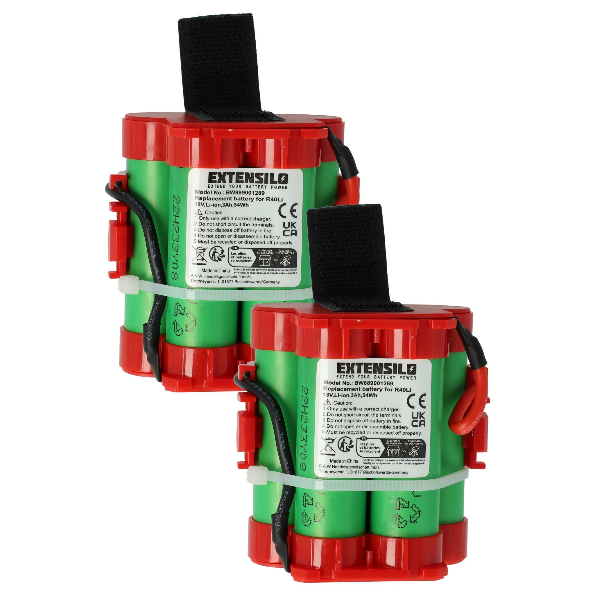 Extensilo 2x Akku Kompatibel Mit Gardena Robotic R40li 2016 R40li 2015, R40li 2014 Rasenroboter Rasenmäher (3000mah 18v Li-ion)